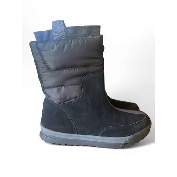 Lands’ End Women 9 Black Suede Winter Boots Quilted Pullon Lined Excellent Cond. - Picture 3 of 8